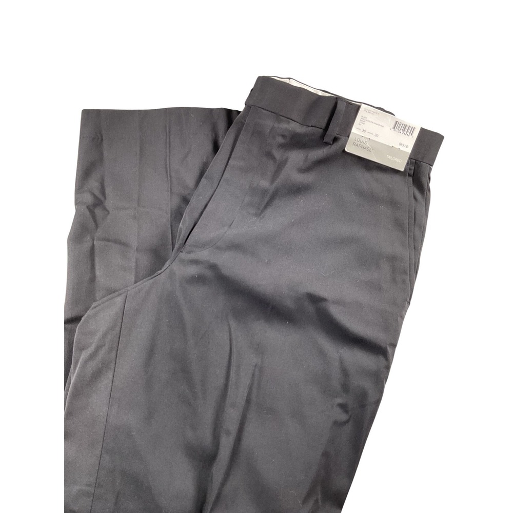 Louis Raphael Tailored Black Dress Pants Wool Like Gabardine‎ Mens 36x30 NWT